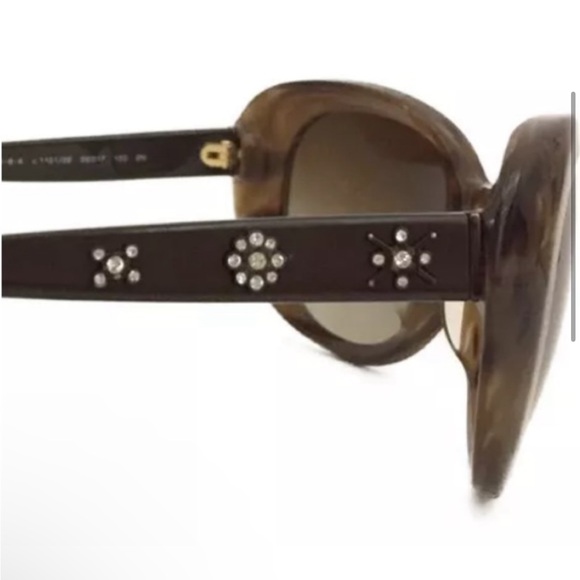 CHANEL Swarovski Crystal Flower Logo CC Brown Frame Sunglasses + Dust Bag 5151-B - Picture 5 of 14